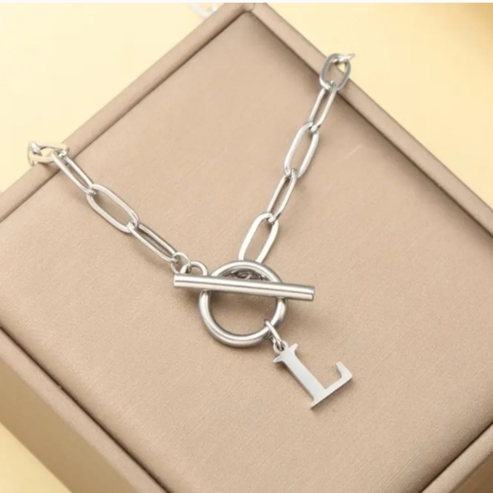 18 KT Gold Over Titanium "L" Necklace